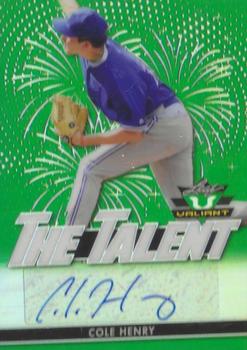 2020 Leaf Valiant - The Talent Autographs Green #TT-CH1 Cole Henry Front