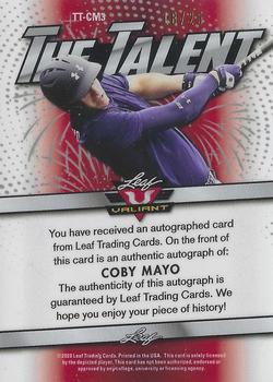2020 Leaf Valiant - The Talent Autographs Purple #TT-CM3 Coby Mayo Back