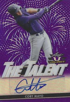 2020 Leaf Valiant - The Talent Autographs Purple #TT-CM3 Coby Mayo Front