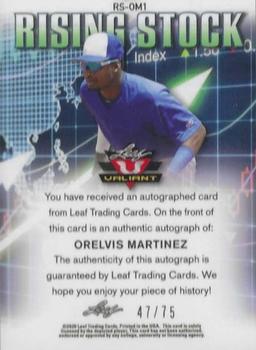 2020 Leaf Valiant - Flashback 2019 - Rising Stock Autographs Green #RS-OM1 Orelvis Martinez Back