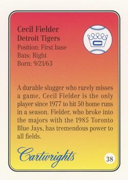 1992 Cartwrights Players Choice - Blue Foil #38 Cecil Fielder Back