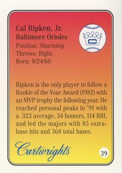 1992 Cartwrights Players Choice - Blue Foil #39 Cal Ripken Jr. Back