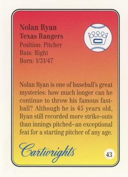 1992 Cartwrights Players Choice - Blue Foil #43 Nolan Ryan Back