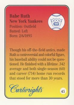 1992 Cartwrights Players Choice - Blue Foil #45 Babe Ruth Back
