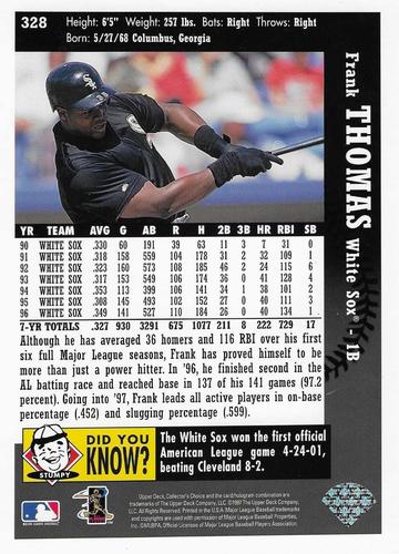 1997 Collector's Choice - Box Toppers #328 Frank Thomas Back
