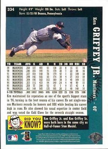 1997 Collector's Choice - Box Toppers #334 Ken Griffey Jr. Back
