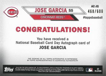 2021 Topps National Baseball Card Day - Autographs #AC-JG Jose Garcia Back