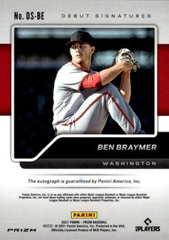 2021 Panini Prizm - Debut Signatures Silver Prizm #DS-BE Ben Braymer Back
