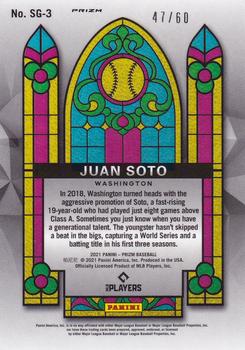 2021 Panini Prizm - Stained Glass Blue Wave Prizm #SG-3 Juan Soto Back