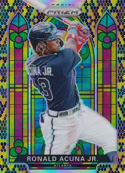 2021 Panini Prizm - Stained Glass Snake Skin Prizm #SG-4 Ronald Acuna Jr. Front