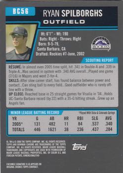2006 Bowman - Chrome Prospects #BC56 Ryan Spilborghs Back