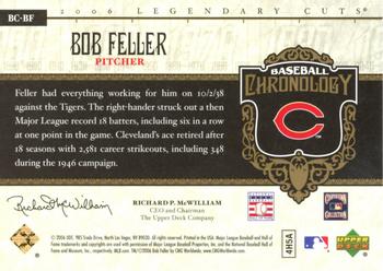 2006 SP Legendary Cuts - Baseball Chronology #BC-BF Bob Feller Back