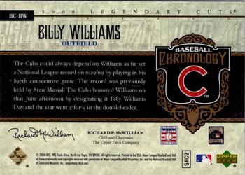 2006 SP Legendary Cuts - Baseball Chronology #BC-BW Billy Williams Back