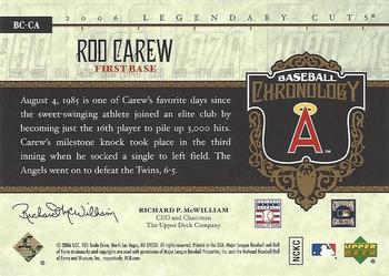 2006 SP Legendary Cuts - Baseball Chronology #BC-CA Rod Carew Back