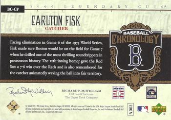 2006 SP Legendary Cuts - Baseball Chronology #BC-CF Carlton Fisk Back