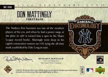 2006 SP Legendary Cuts - Baseball Chronology #BC-DM Don Mattingly Back