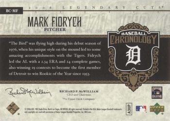 2006 SP Legendary Cuts - Baseball Chronology #BC-MF Mark Fidrych Back