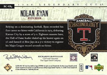 2006 SP Legendary Cuts - Baseball Chronology #BC-NR3 Nolan Ryan Back