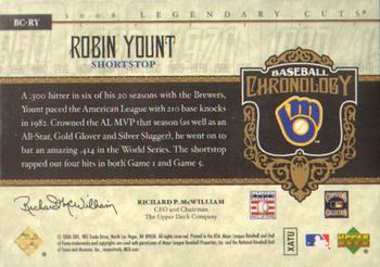 2006 SP Legendary Cuts - Baseball Chronology #BC-RY Robin Yount Back