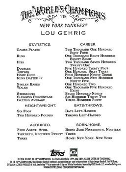 2021 Topps Allen & Ginter - Silver Portrait #119 Lou Gehrig Back