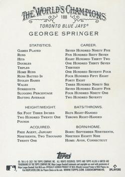 2021 Topps Allen & Ginter - Silver Portrait #188 George Springer Back