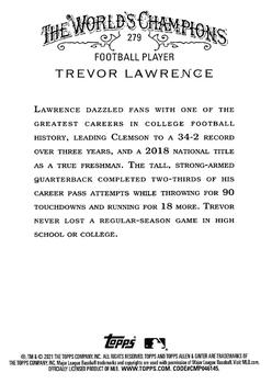 2021 Topps Allen & Ginter - Silver Portrait #279 Trevor Lawrence Back