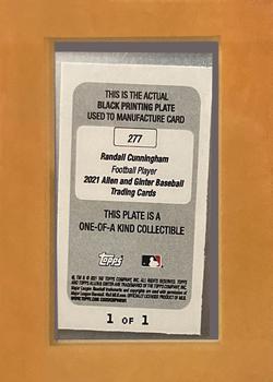 2021 Topps Allen & Ginter - Mini Framed Printing Plate Black #277 Randall Cunningham Back