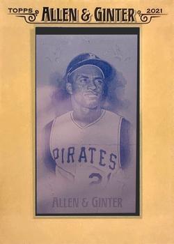 2021 Topps Allen & Ginter - Mini Framed Printing Plate Cyan #11 Roberto Clemente Front