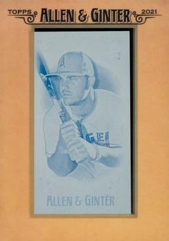 2021 Topps Allen & Ginter - Mini Framed Printing Plate Cyan #32 Mike Trout Front