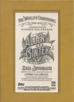 2021 Topps Allen & Ginter - Framed Mini Baseball Autographs #FMA-AGA Andres Galarraga Back