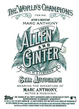 2021 Topps Allen & Ginter - Full-Size Non-Baseball Autographs #FSA-MA Marc Anthony Back