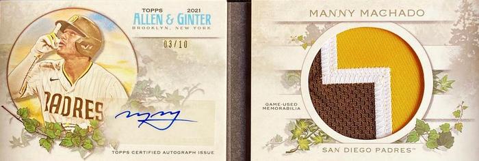 2021 Topps Allen & Ginter - Autographed Relic Book #ARBC-MM Manny Machado Front