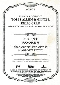 2021 Topps Allen & Ginter - Full-Size Relics B #AGA-BR Brent Rooker Back