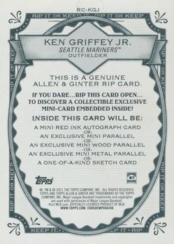 2021 Topps Allen & Ginter - Rip Cards #RC-KGJ Ken Griffey Jr Back