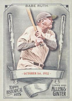 2021 Topps Allen & Ginter - Historical Hits #HH-4 Babe Ruth Front