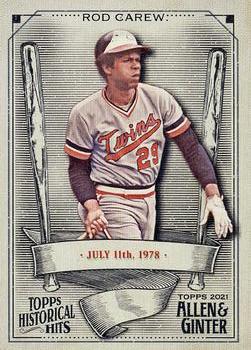 2021 Topps Allen & Ginter - Historical Hits #HH-40 Rod Carew Front