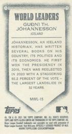 2021 Topps Allen & Ginter - World Leaders Minis #MWL-15 Guðni Th. Jóhannesson Back