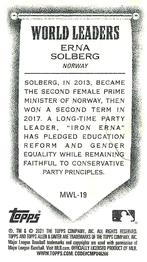 2021 Topps Allen & Ginter - World Leaders Minis #MWL-19 Erna Solberg Back