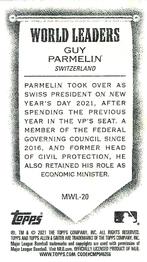 2021 Topps Allen & Ginter - World Leaders Minis #MWL-20 Guy Parmelin Back