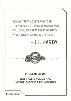 2009 Milwaukee Brewers Police - West Allis Police & Motor Castings Foundation #NNO J.J. Hardy Back