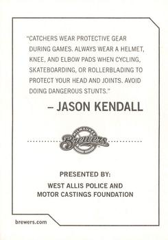 2009 Milwaukee Brewers Police - West Allis Police & Motor Castings Foundation #NNO Jason Kendall Back