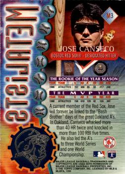 1996 Stadium Club - Metalists Members Only #M3 Jose Canseco Back