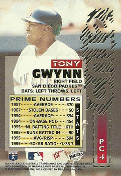 1996 Stadium Club - Prime Cuts Members Only #PC4 Tony Gwynn Back
