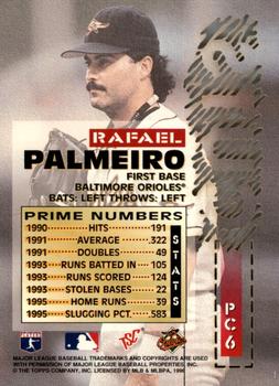 1996 Stadium Club - Prime Cuts Members Only #PC6 Rafael Palmeiro Back