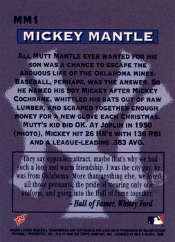 1996 Stadium Club - Mickey Mantle Members Only #MM1 Mickey Mantle Back