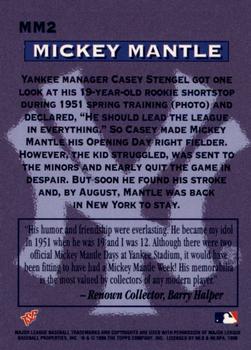 1996 Stadium Club - Mickey Mantle Members Only #MM2 Mickey Mantle Back