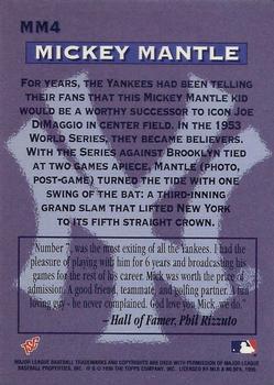 1996 Stadium Club - Mickey Mantle Members Only #MM4 Mickey Mantle Back