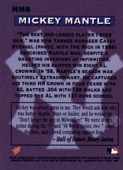 1996 Stadium Club - Mickey Mantle Members Only #MM8 Mickey Mantle Back