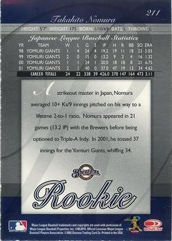 2002 Donruss The Rookies - 2002 Donruss Elite Extra Edition #211 Takahito Nomura Back