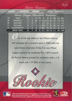 2002 Donruss The Rookies - 2002 Donruss Elite Extra Edition #259 Mario Ramos Back